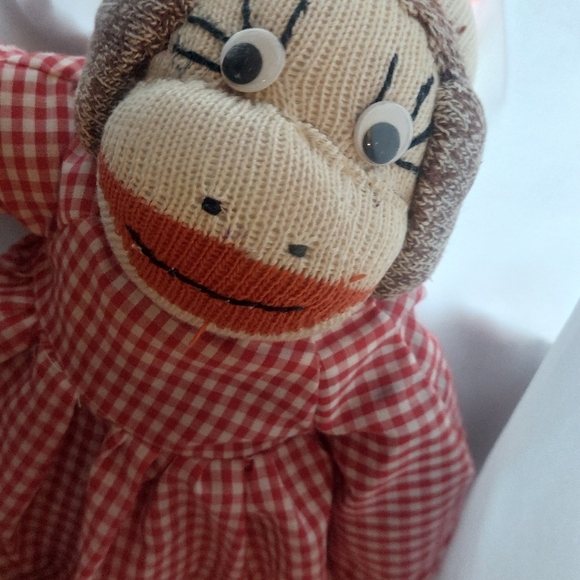 Vintage Monkey Sock Animal Stuffed Monkey Girl Doll - Picture 4 of 4